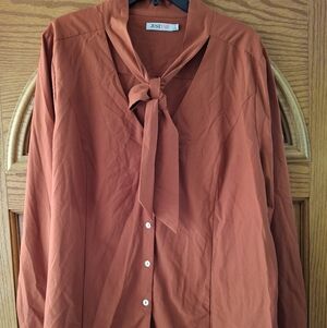 JustFab Terracotta Blouse with Bow Detail
